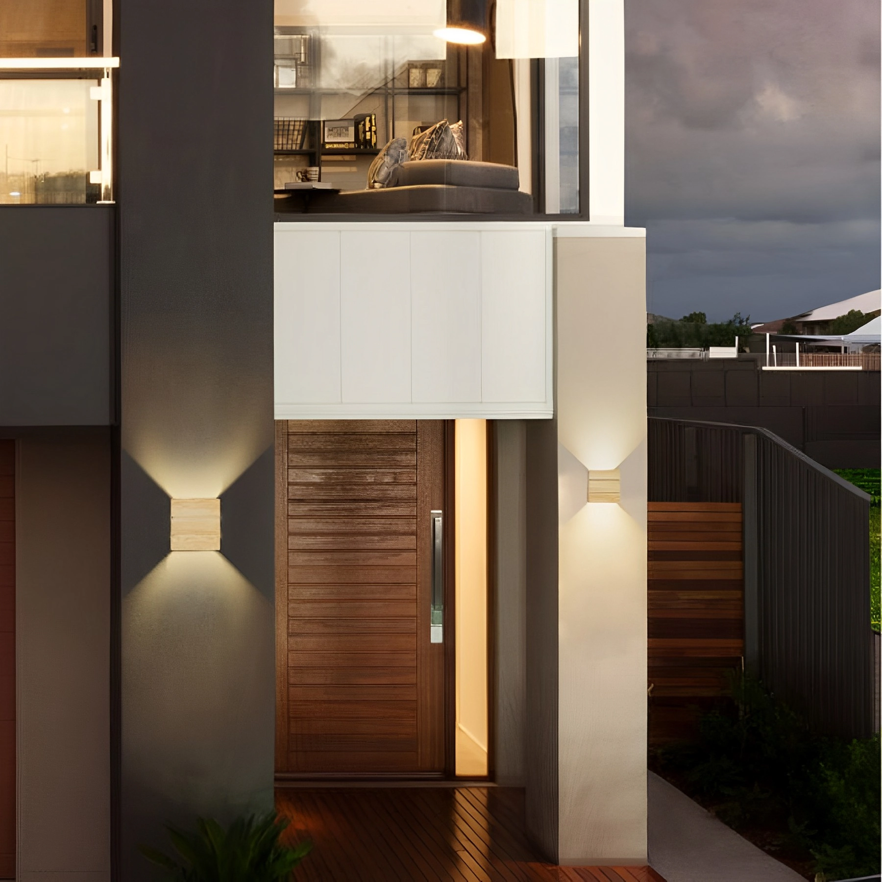 Arandela de Parede Externa LED Amarelo IP65 Elegance Rischi Avant Iluminação Marrom Bivolt