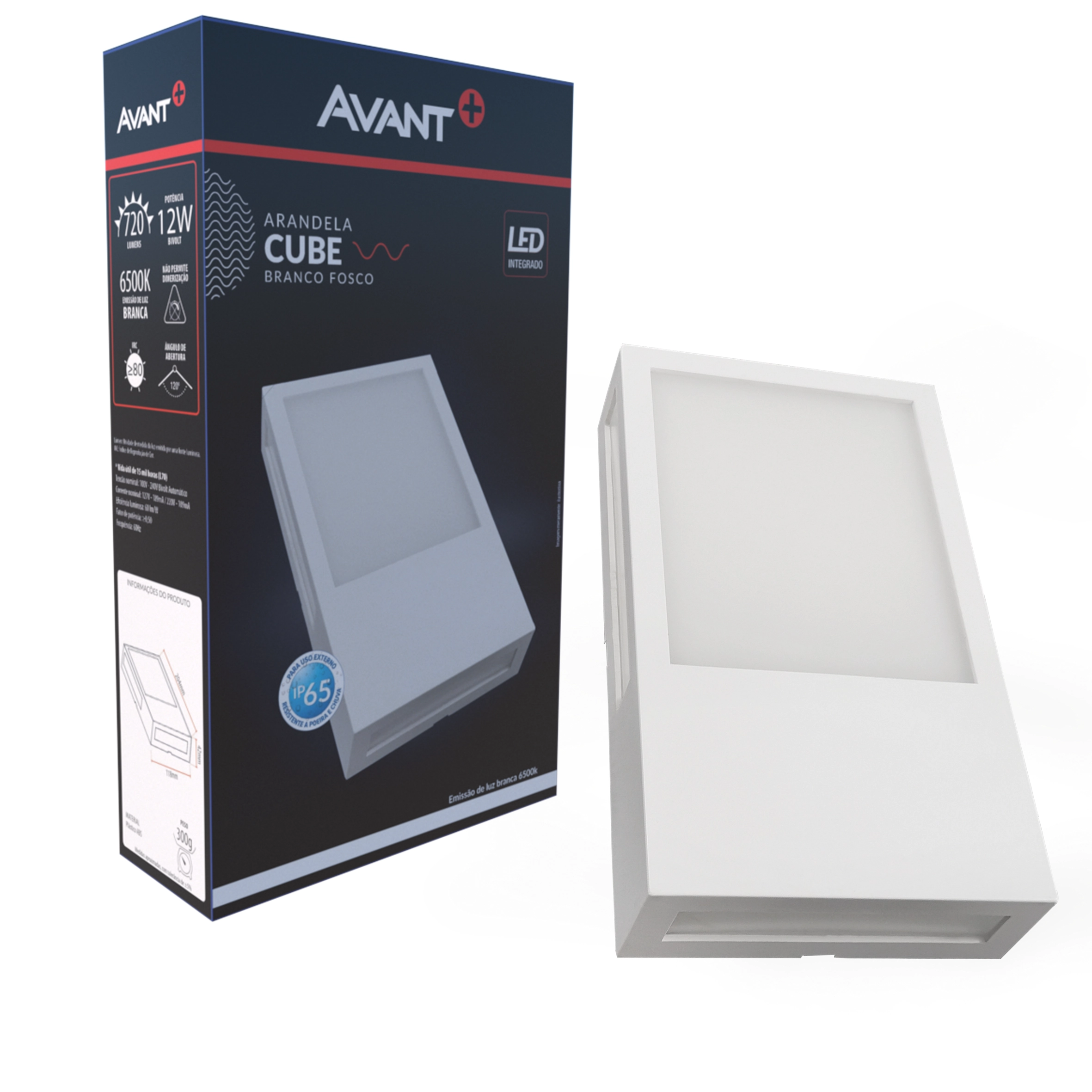 Arandela Cube 4 Fachos Externa 12w Branco Frio 6500k Ip65