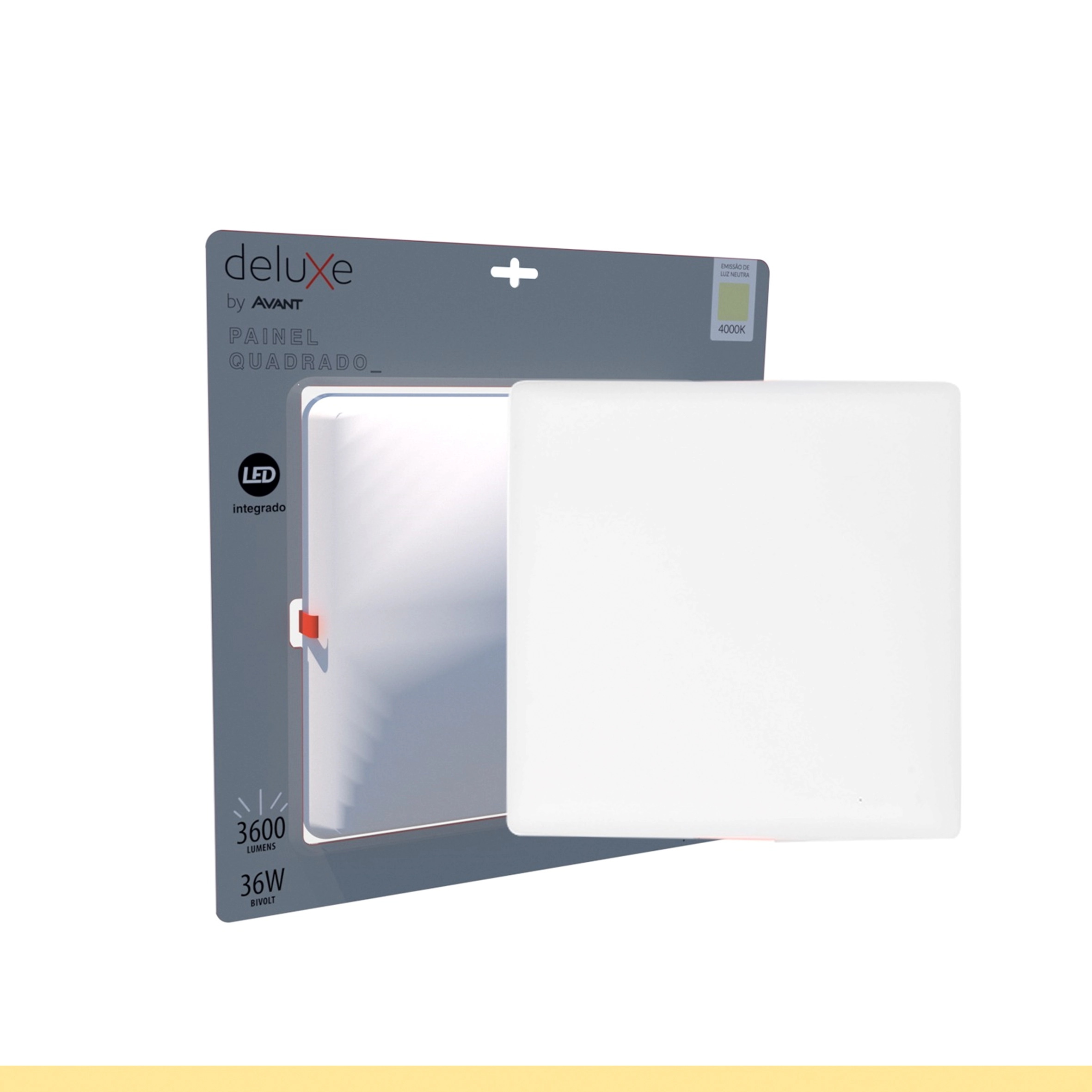 Painel Plafon 36w Quadrado Embutir Borda Infinita 4000k