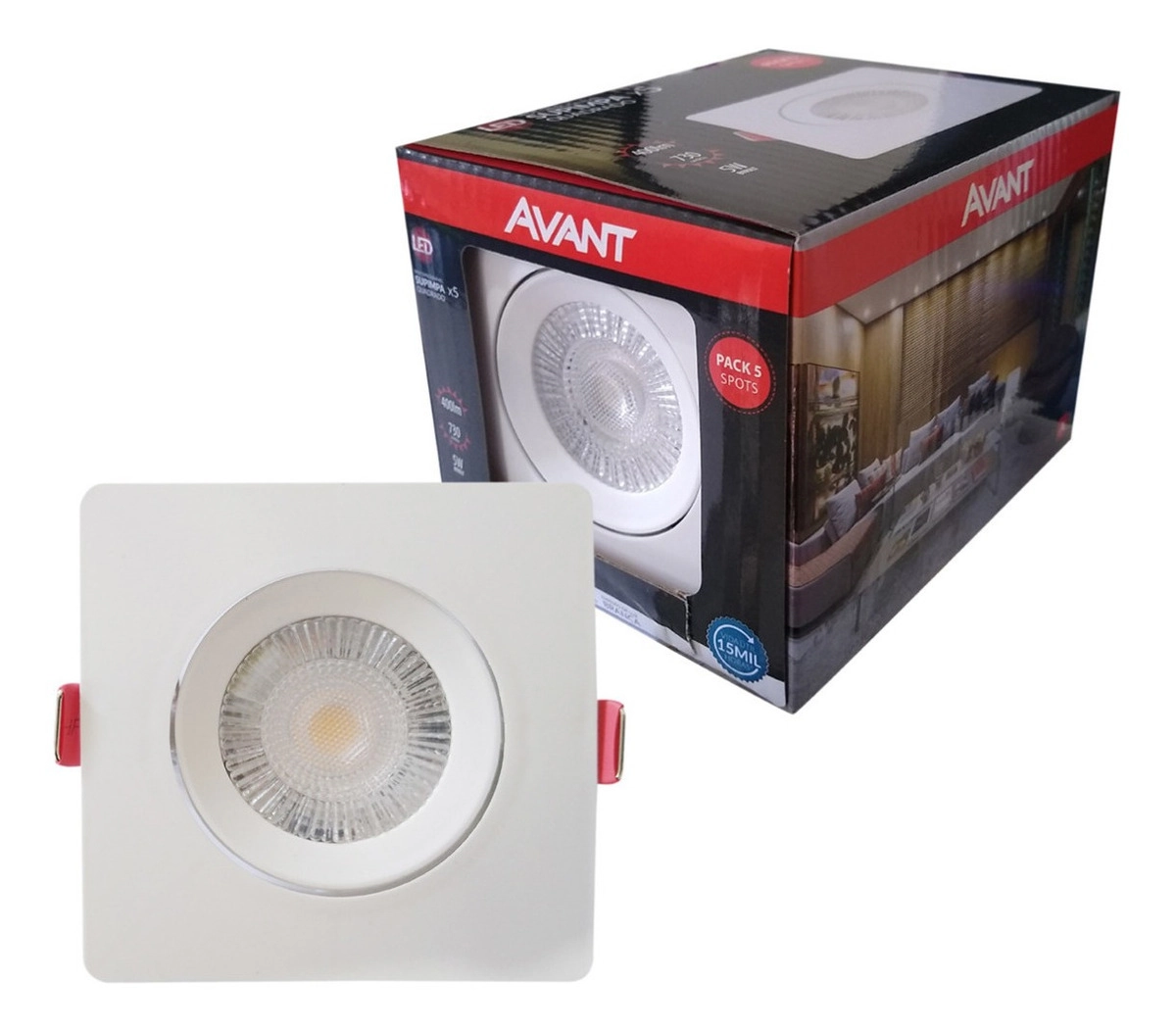 Kit Spot Embutir Com LED 5W Luz Amarela Bivolt Avant Iluminações