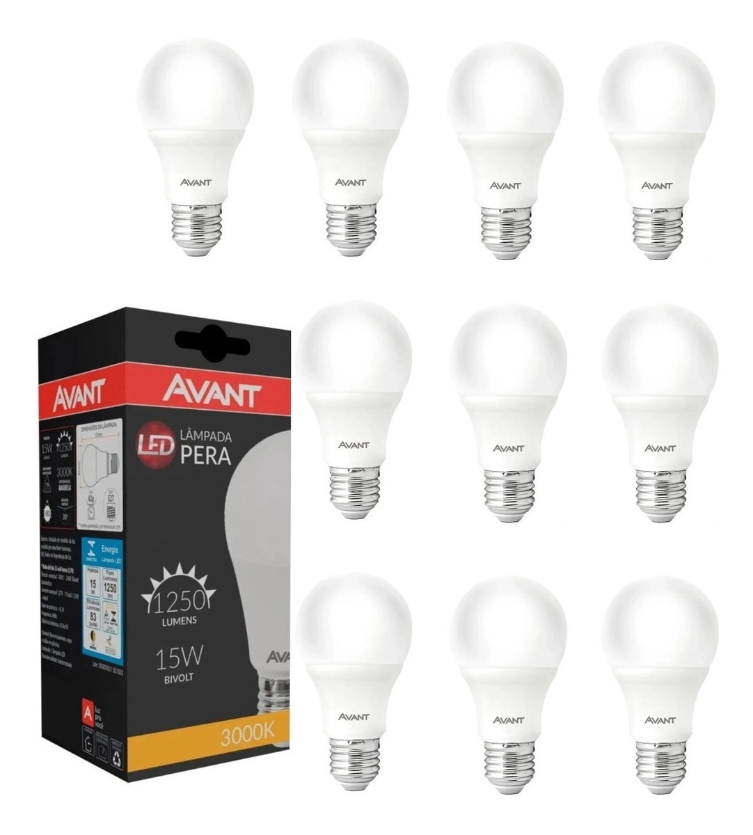 Lampada Led Bulbo Pera 15w E27 Branca Quente 3000k