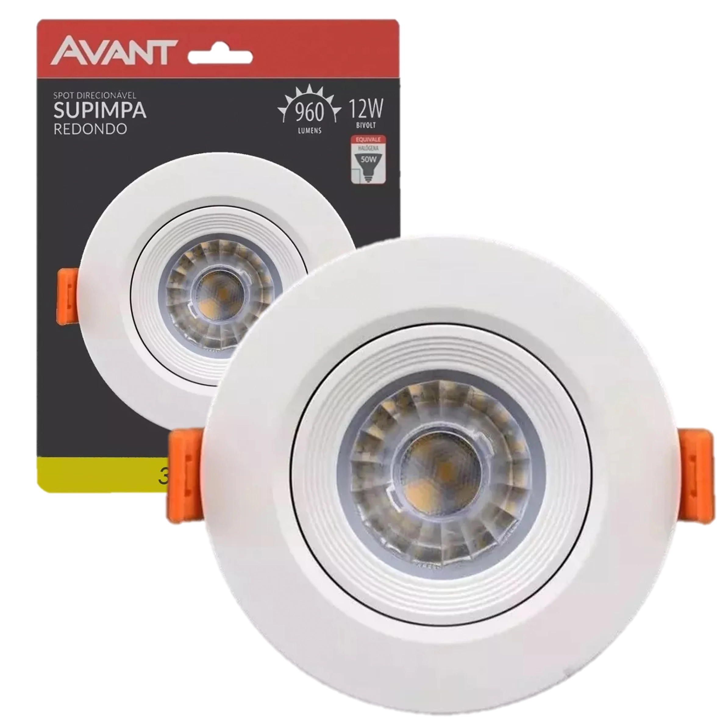 Spot Redondo Embutir 12w Branco Quente 3000k Sanca Gesso