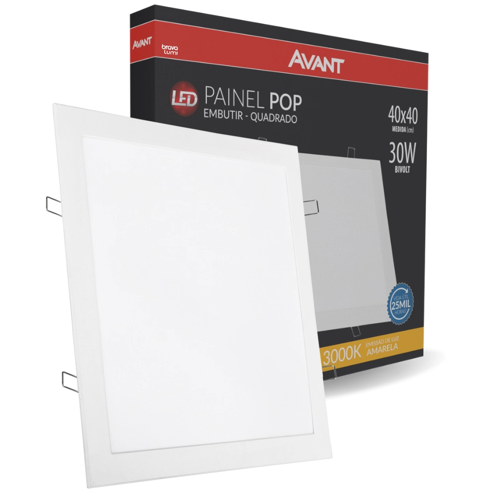 Painel Led Emb. 30w 3000k Quad