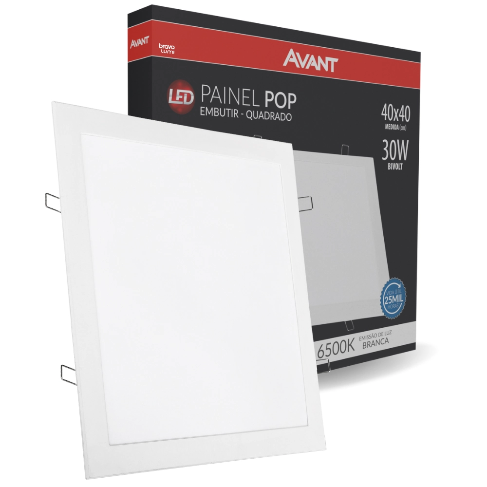 Plafon Painel Avant Led 40cm Quad.emb.30w 6,5k 2400lms