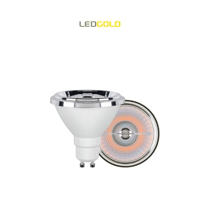 Lampada Led Ar70 4,8w Av Gu10 Bivolt Policarbonato E Aluminio 2700k Branco Quente U