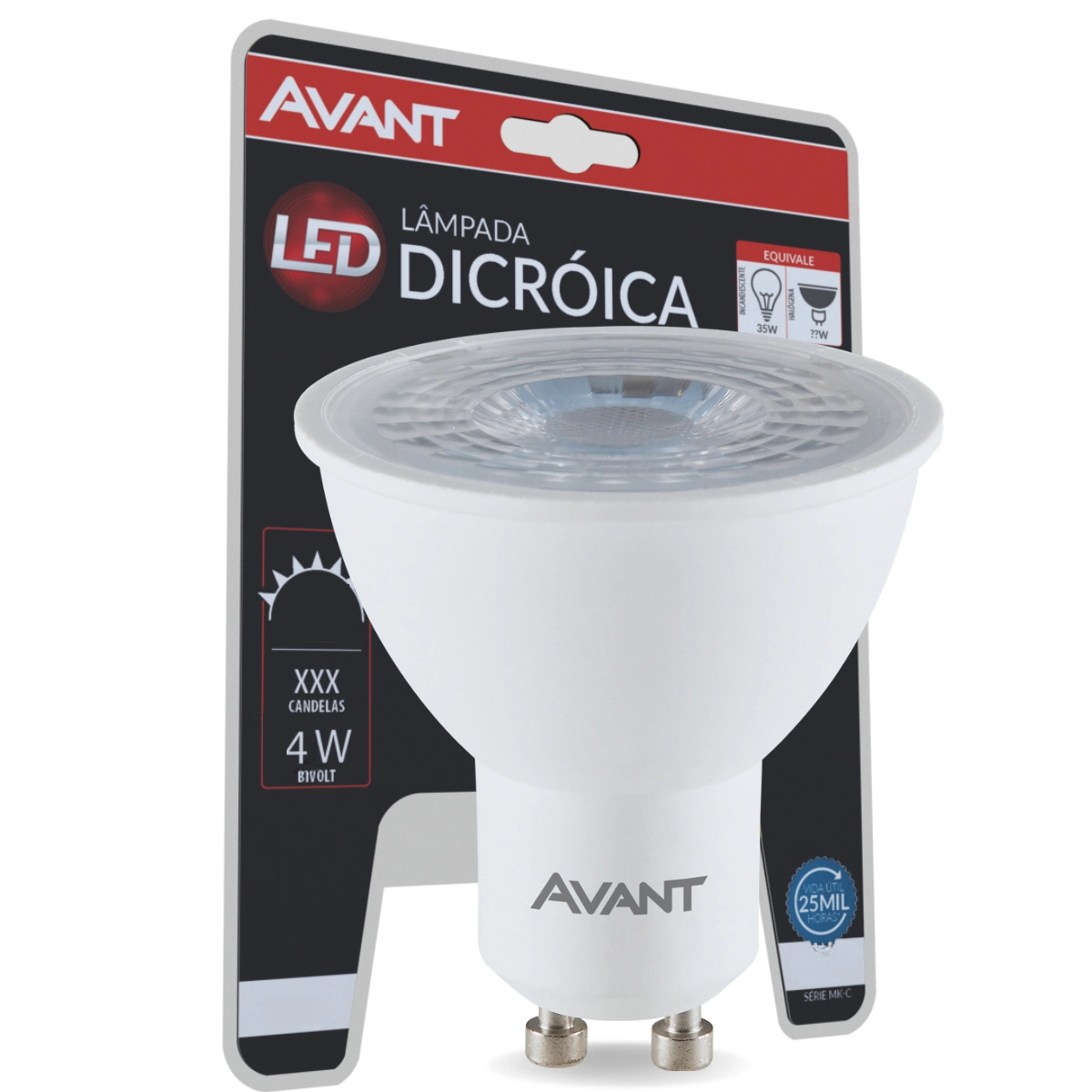 Lampada Led Dicroica 4w Mr16 Gu10 2700k Branco Quente Luz Amarela Bivolt Avant