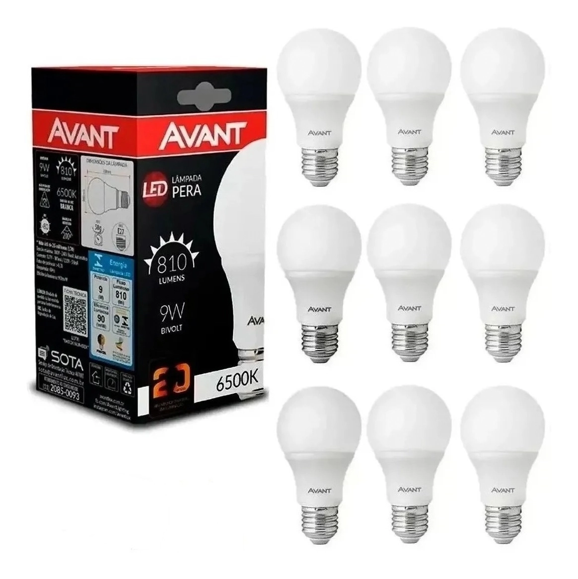Lampada Pera Led Bulbo 9w E27 Branco Frio 6500k