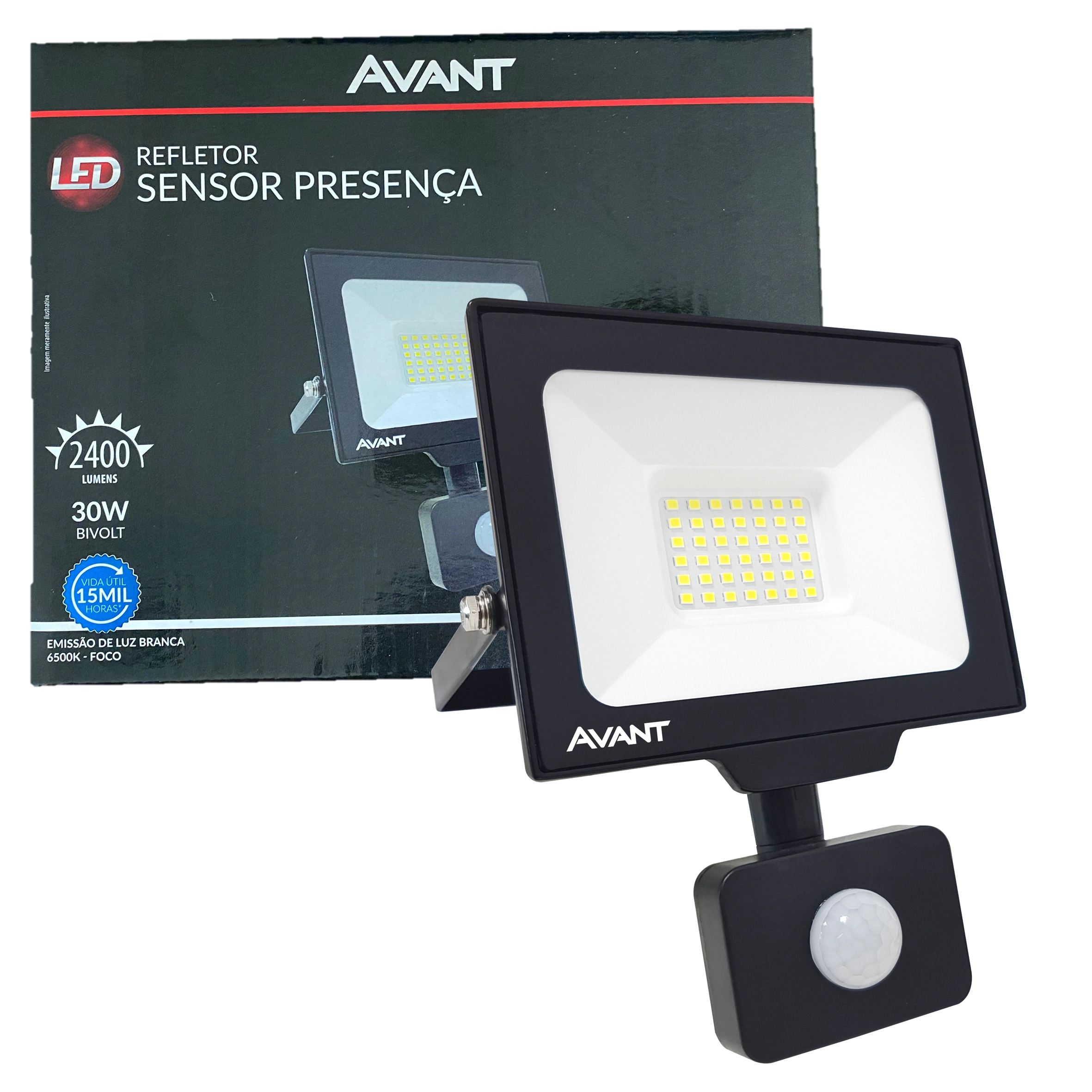 Refletor Sensor Presença 30w Branco Frio 6500k Fotocelula
