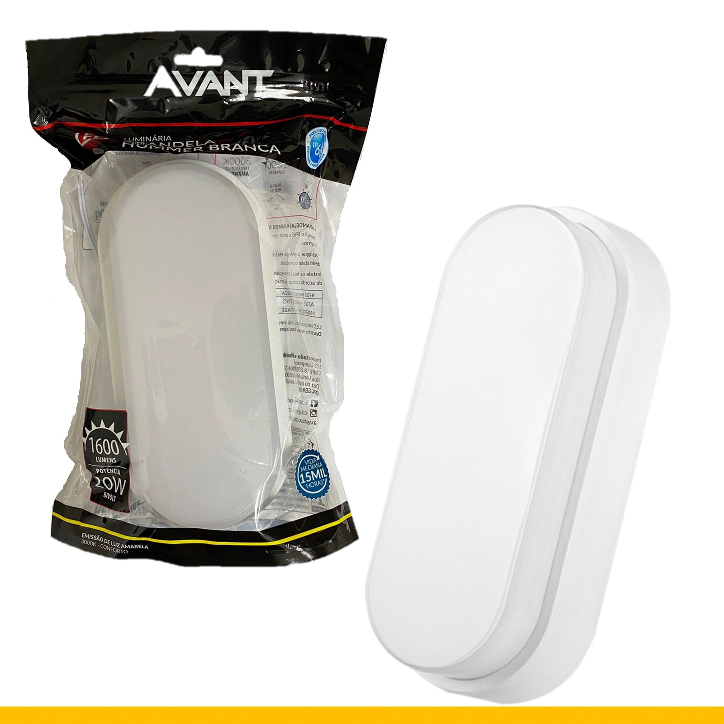 Arandela Tartaruga Led Branca Ip65 20w Branco Quente 3000k