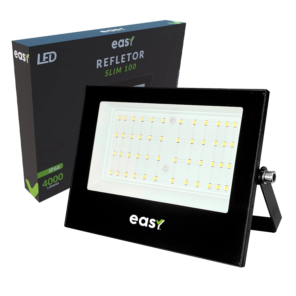 Refletor Led Slim Smd 100w Esay Bivolt Aluminio Branco Frio U