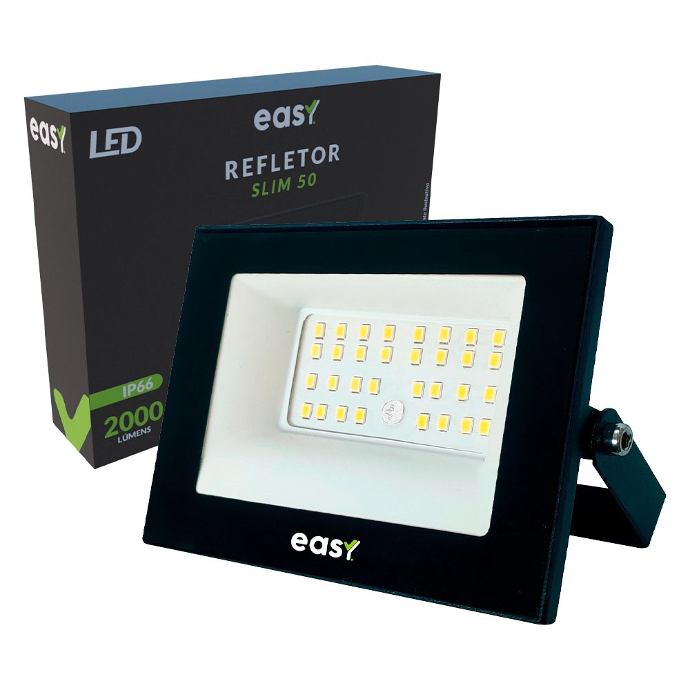 Refletor Led Slim Smd 200w Easy Bivolt Aluminio Branco Frio U