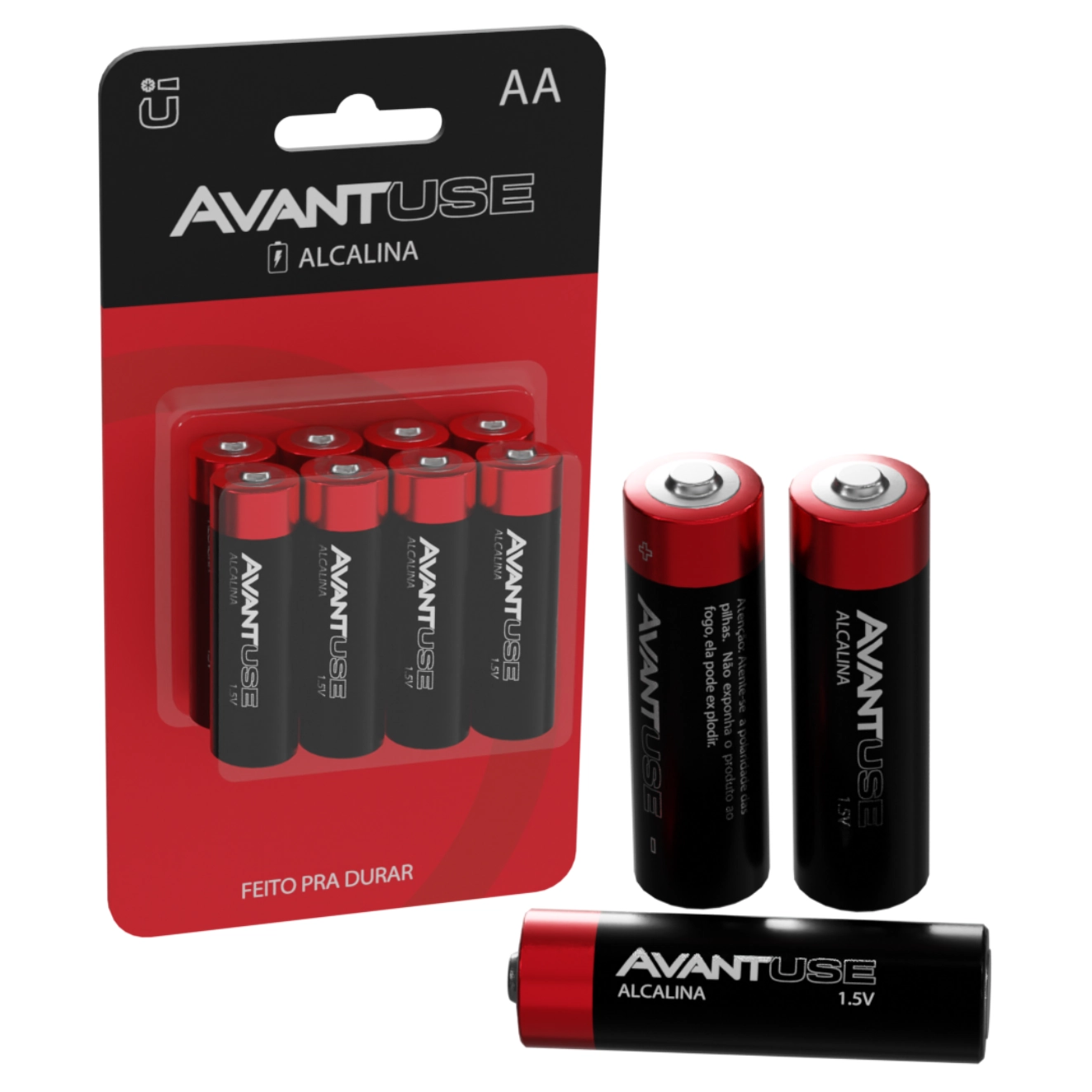 Kit 8 Pilha Alcalina Aa Pequena 1.5v  Avant Use Cartela
