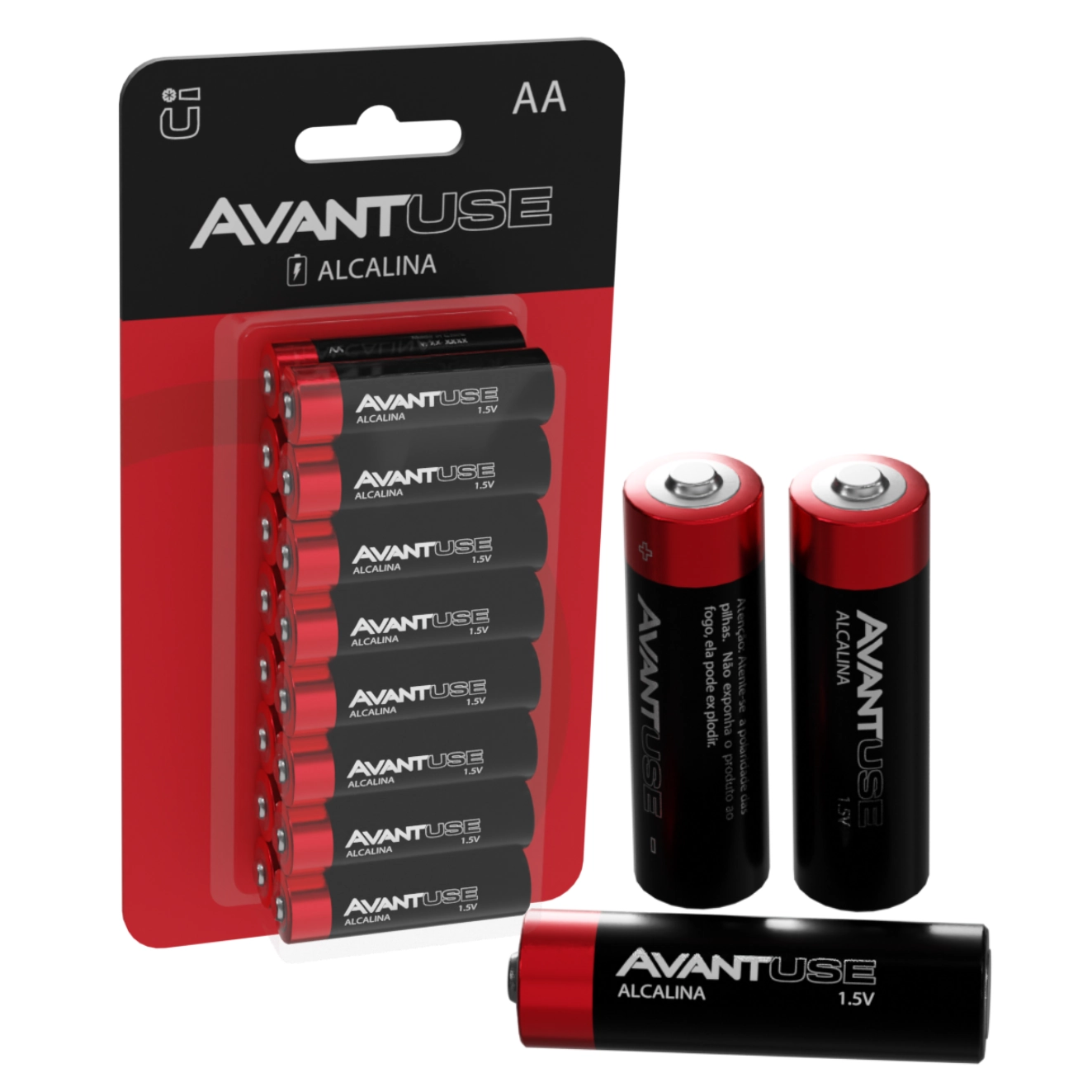 Kit 16 Pilha Alcalina Aa Pequena 1.5v Avant Use Cartela