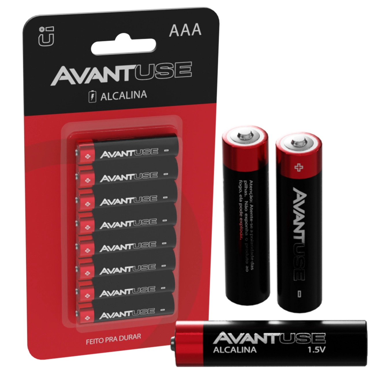 Kit 8 Pilha Alcalina Aaa Palito 1.5v Avant Use Cartela