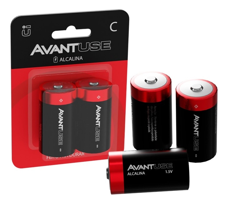 Kit 2 Pilhas Alcalina Media C 1.5v Cod: 408080019 Avant Use