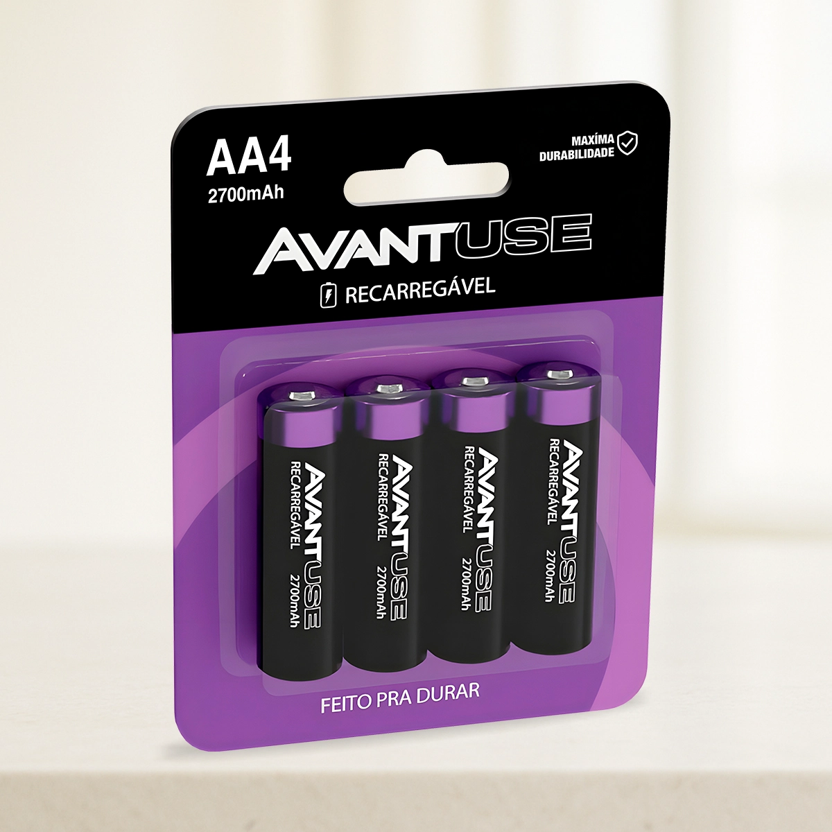 Kit 4 Pilhas Recarregável Comum Aa 2700mah Cod: 408140010 Avant Use