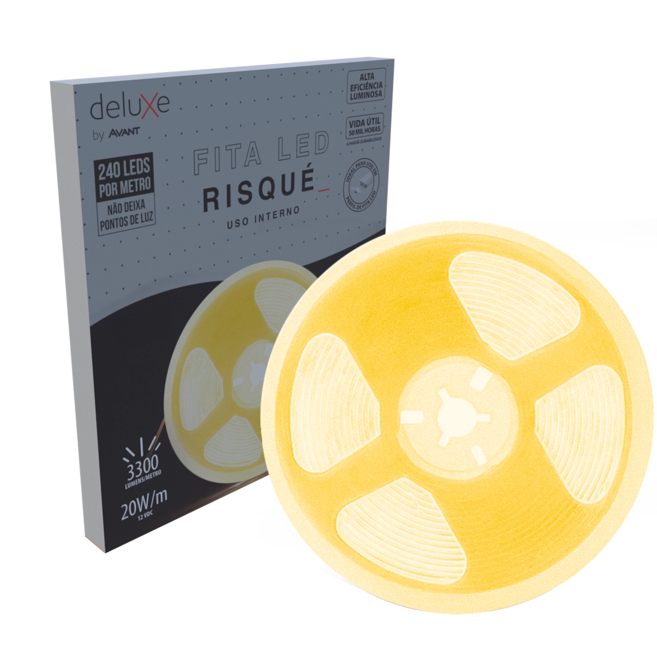 Fita Led Risque 5 Metros 20w/m 240 Leds Branco Quente 2700k