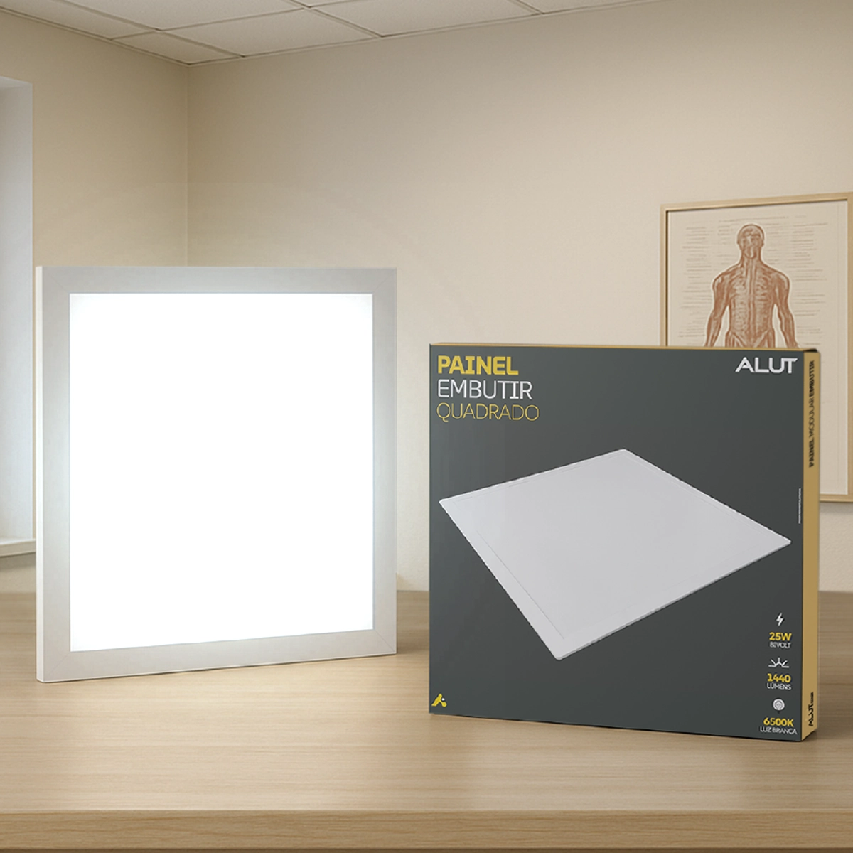 Painel Led Plafon 18w 6500k Bivolt Embutir Quadrado Branco Cod: Alut000501 Alut By Avant