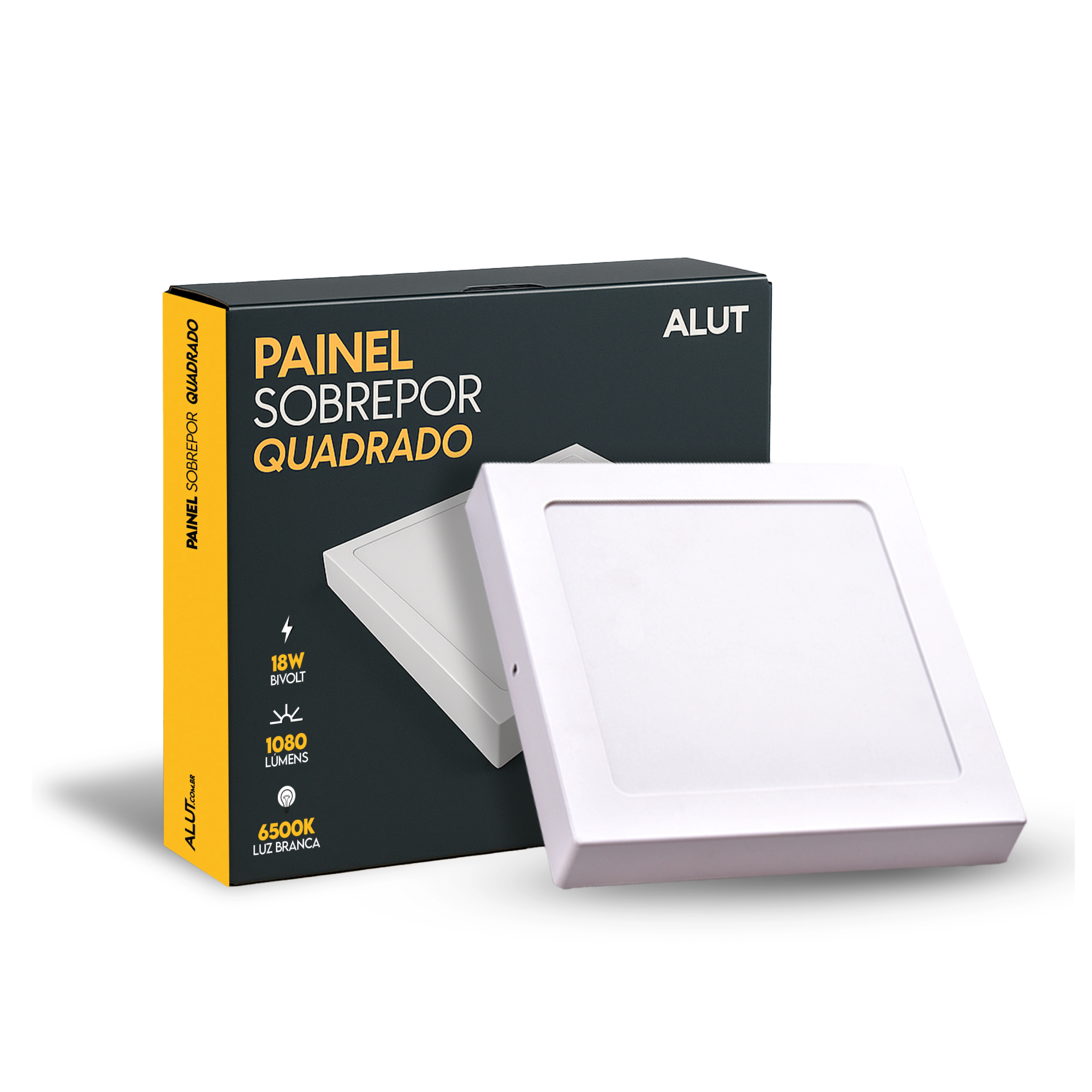 Painel Led Plafon 18w 6500k Branco Frio Bivolt Sobrepor Quadrado Cod: Alut000505 Alut By Avant