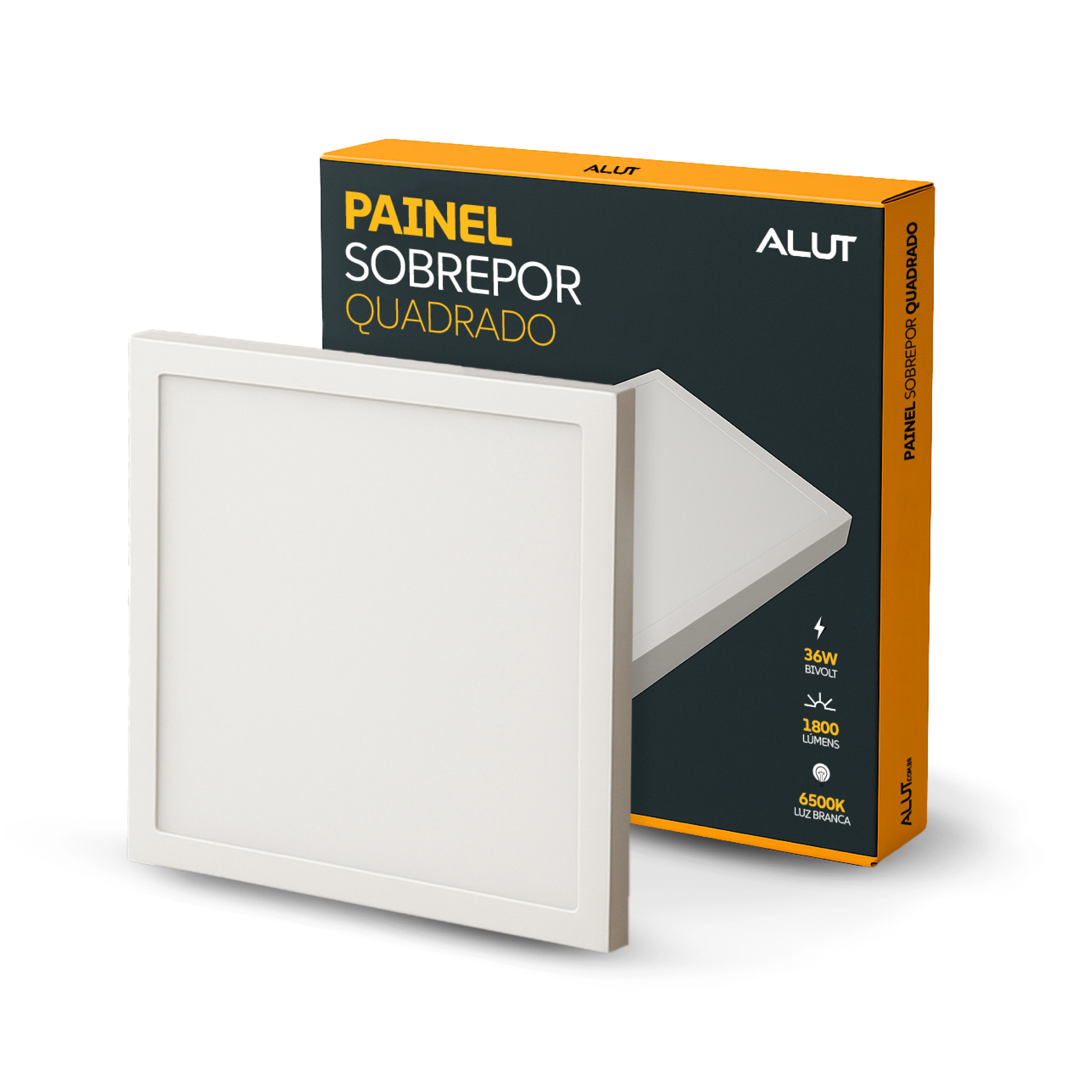 Painel Led Plafon 36w 6500k Bivolt Sobrepor 40x40 Quadrado Branco Cod: Alut000507 Alut By Avant