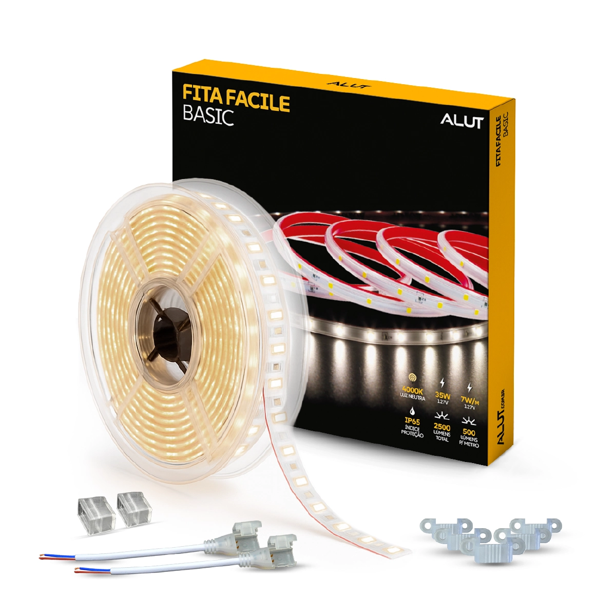 Fita Led Facile Basic 5 Metros 7w 4000k Branco Neutro 60 Leds Provad água 127V Alut001017 Alut By Avant