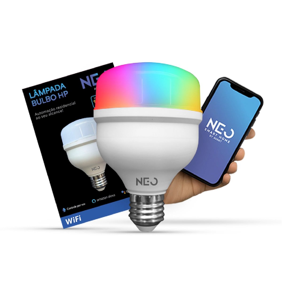 Lampada Led Smart Wi-fi 2.4 GHz Bulbo Hp 20w 2700K/6500K RGB Colorido E27 110v/220v Cod: 291990301 Neo Avant