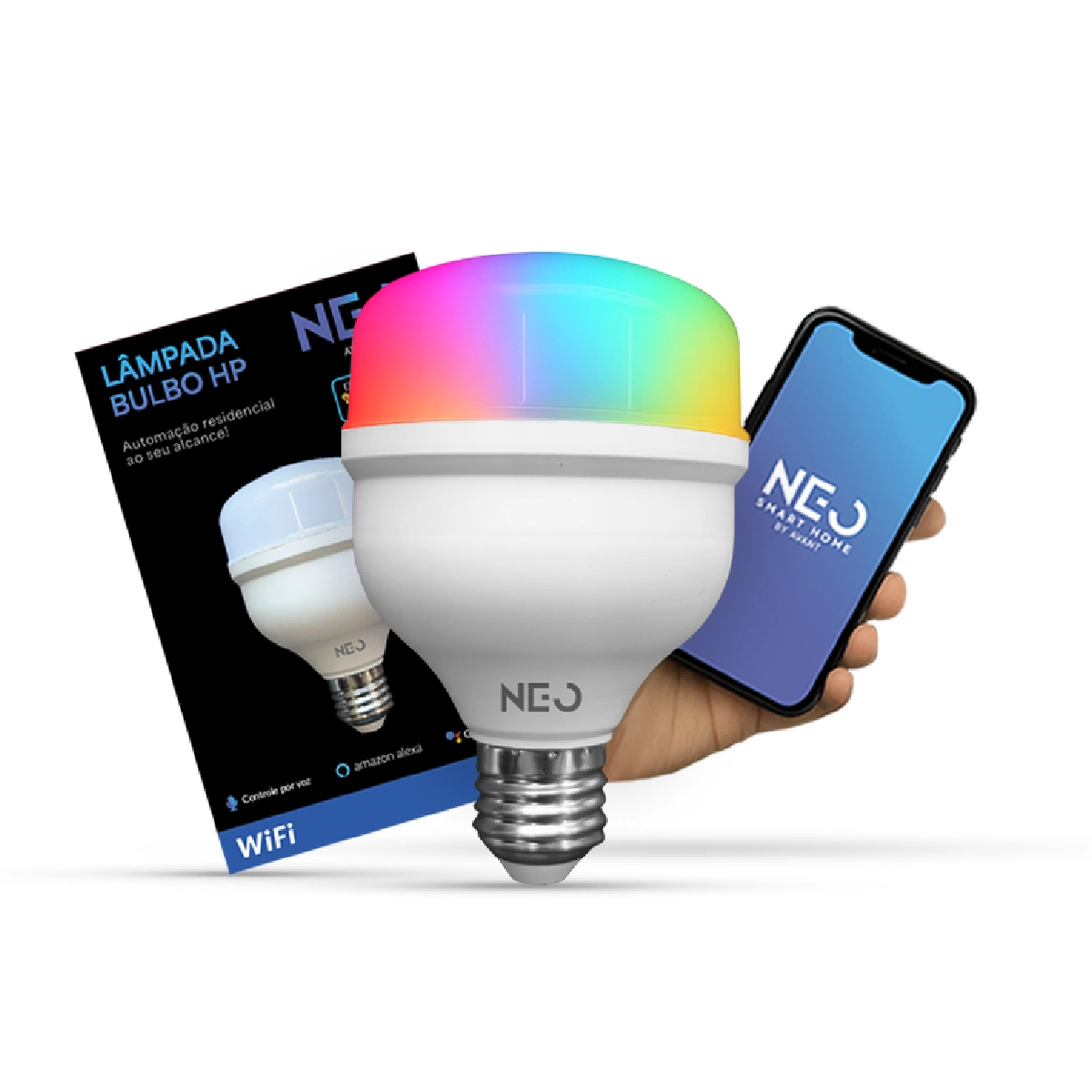 Lampada Led Smart Wi-fi 2.4 GHz Bulbo Hp 30w 2700K/6500K RGB Colorido E27 110v/220v Cod: 291990310 Neo Avant