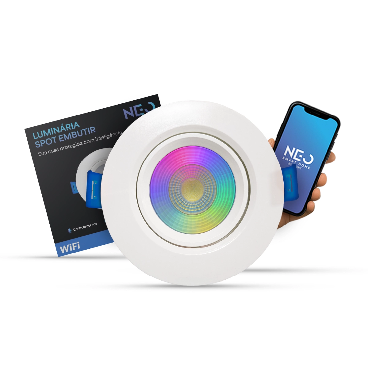 Spot Led Smart Wi-fi 2.4 Ghz Embutir 5w Rgb 110v/220v Redondo Branco Cod: 291990761 Neo Avant