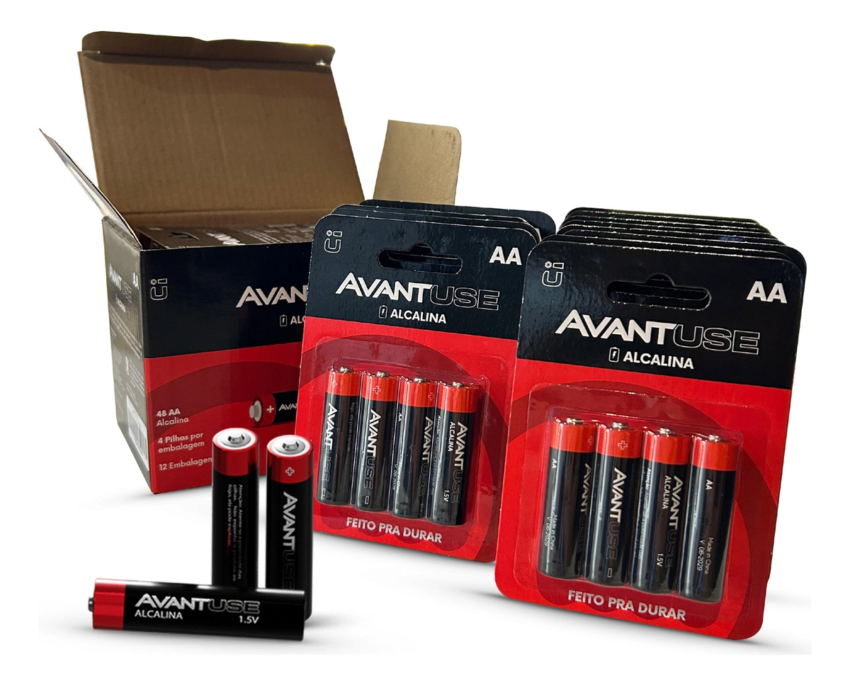 Kit 48 Pilhas Alcalina Pequena Aa 1.5v 2a Cod: 408010016-12 Avant Use