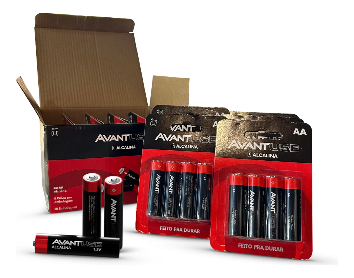 Kit 80 Pilhas Alcalina Pequena Aa 1.5v 2a Cod: 408020015-10 Avant Use