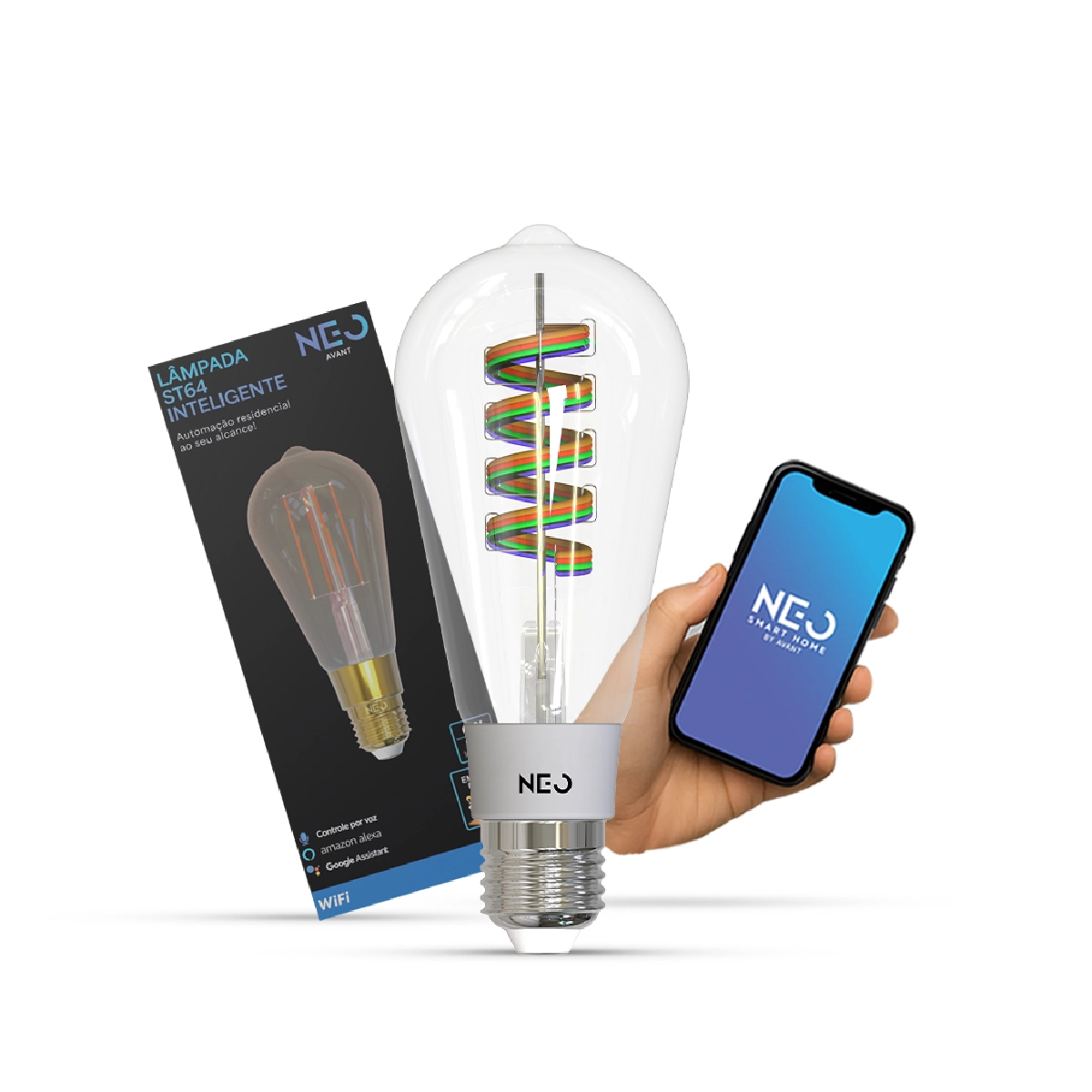 Lampada Led Pera Smart Inteligente St64 6w 2700k/6500k/rgb E27 110v/220v Bivolt Cod: 290812578 Avant Neo