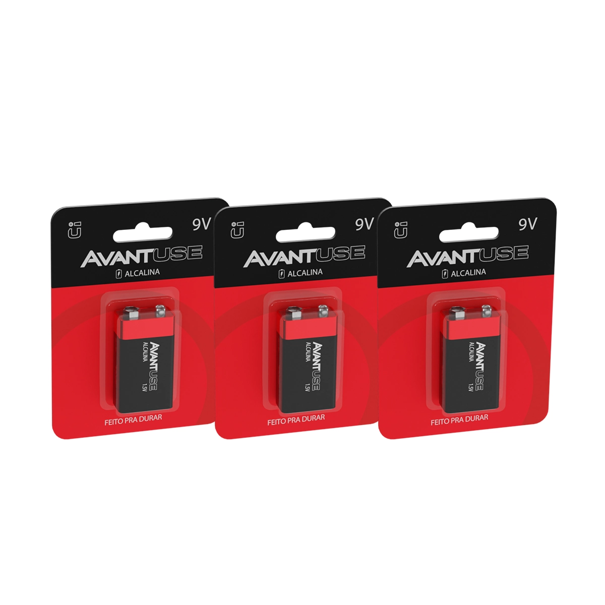 Kit 3 Baterias Pilha Alcalina 9v Cod: 408100014-5 Avant Use