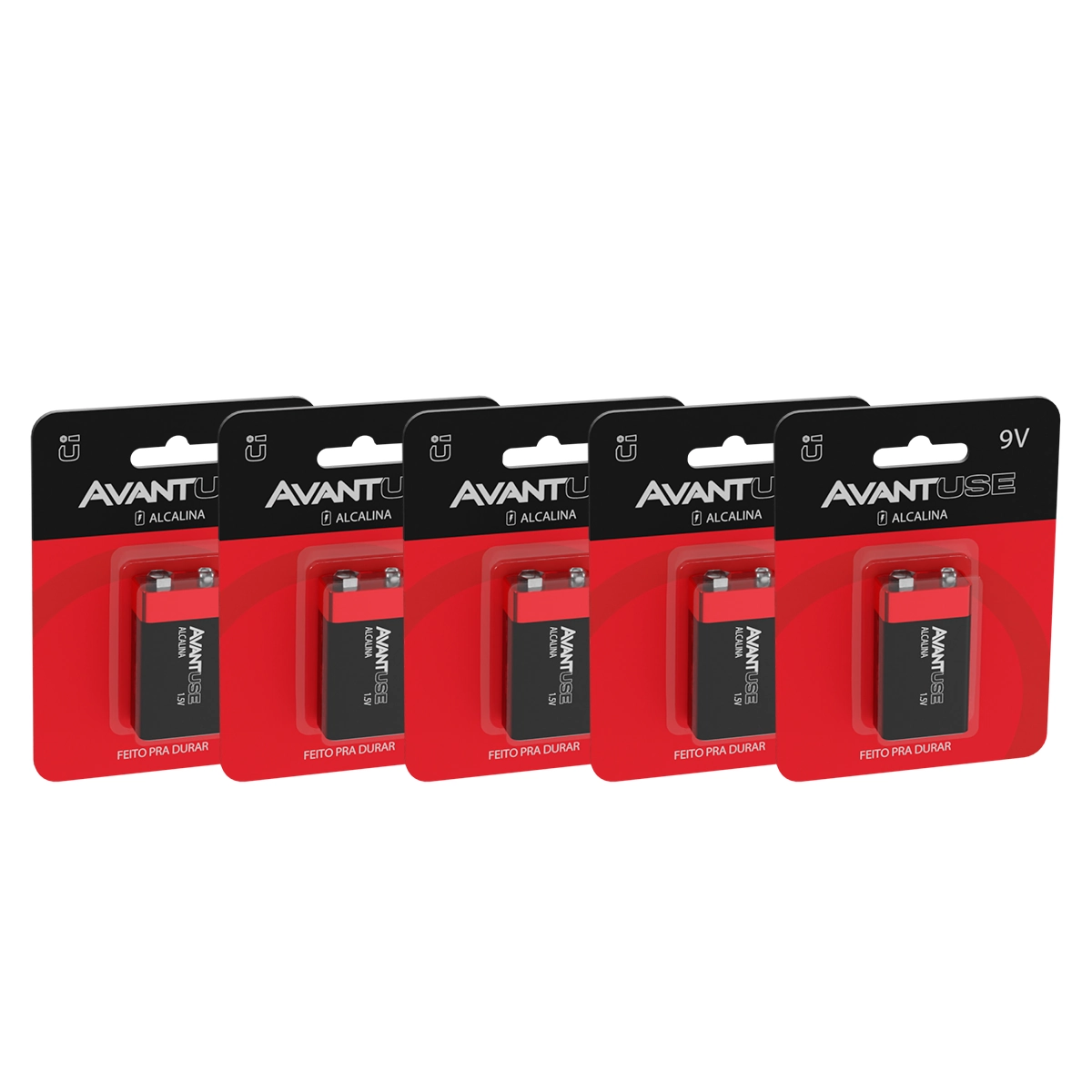 Kit 5 Baterias Pilha Alcalina 9v Cod: 408100014-5 Avant Use