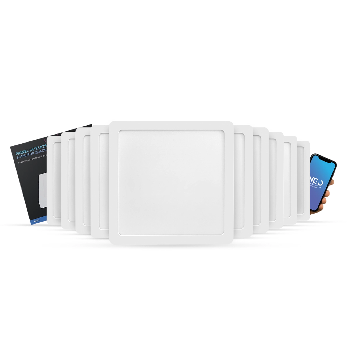 Kit 10 Painel Led Plafon Smart Sobrepor 24w 2700k 6500k 30cm Bivolt Quadrado 291990734-10 Neo Avant