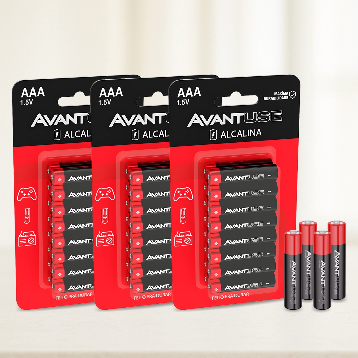 Kit 48 Pilhas Alcalina Palito Aaa 1.5v Cod: 408030032-3 Avant Use