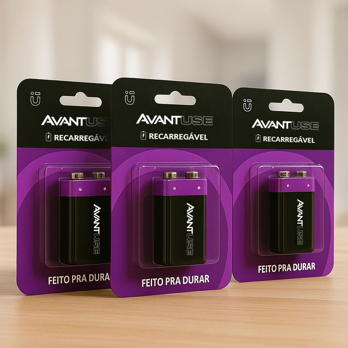 Kit 3 Pilhas Baterias Recarregável 9v Cod: 408430021-3 Avant Use