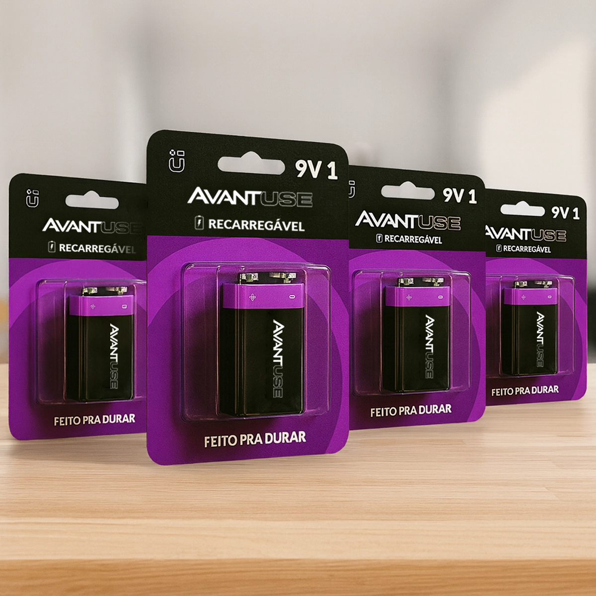 Kit 4 Pilhas Baterias Recarregável 9v Cod: 408430021-4 Avant Use