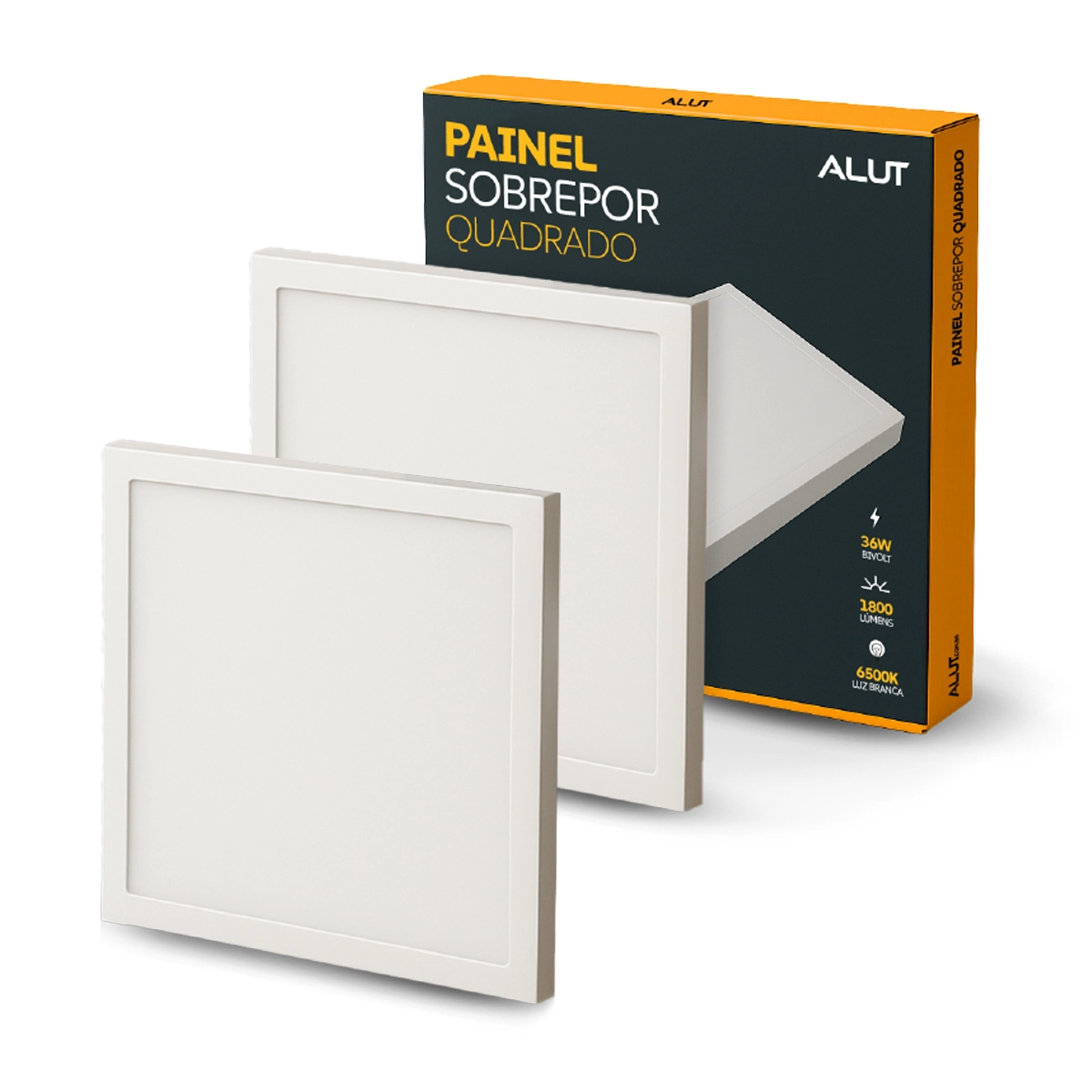 Kit 2 Painel Led Plafon 36w 6500k Bivolt Sobrepor 40x40 Quadrado Br Cod: Alut000507-2 Alut By Avant