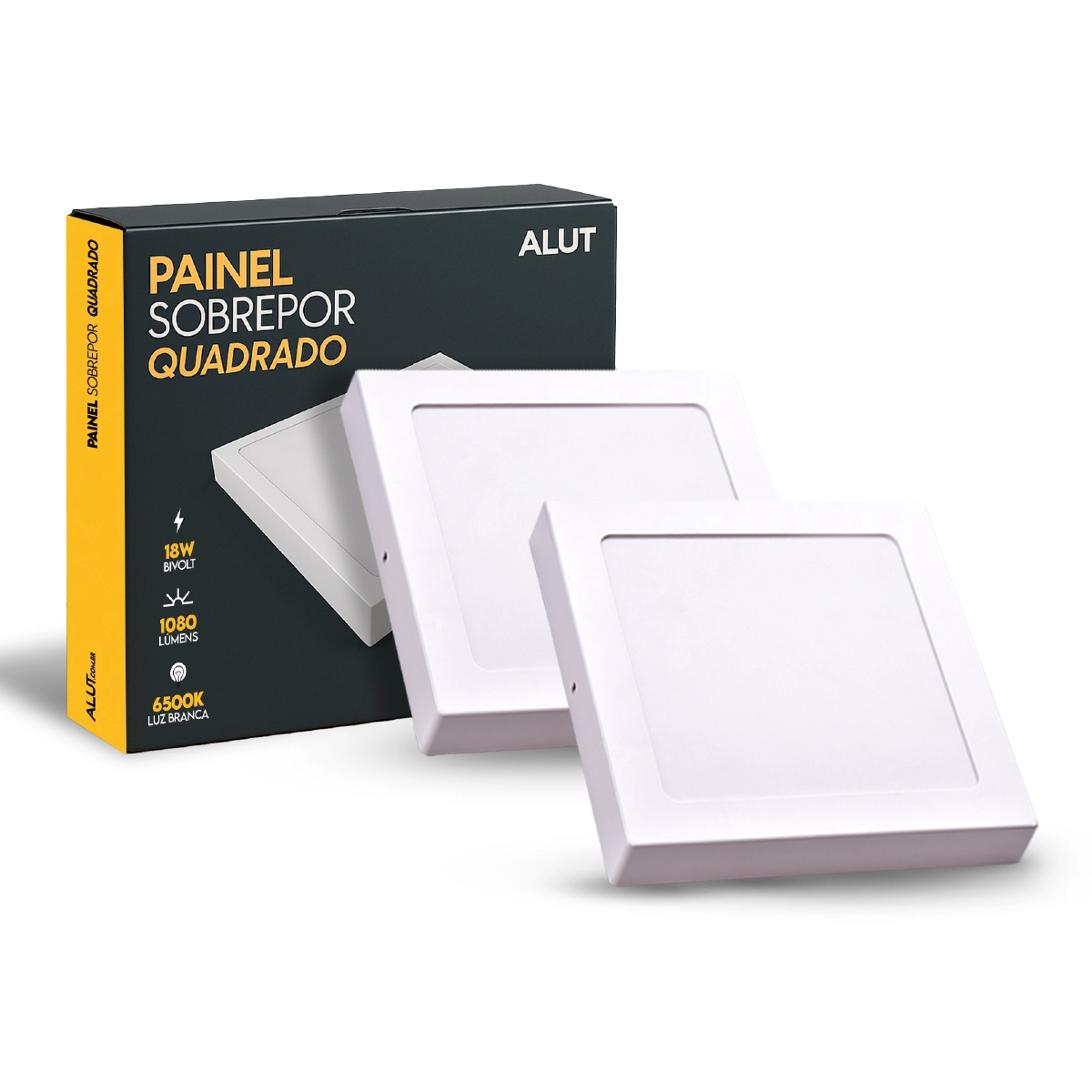 Kit 2 Painel Led Plafon 18w 6500k Bivolt Sobrepor Quadrado Cod: Alut000505-2 Alut By Avant