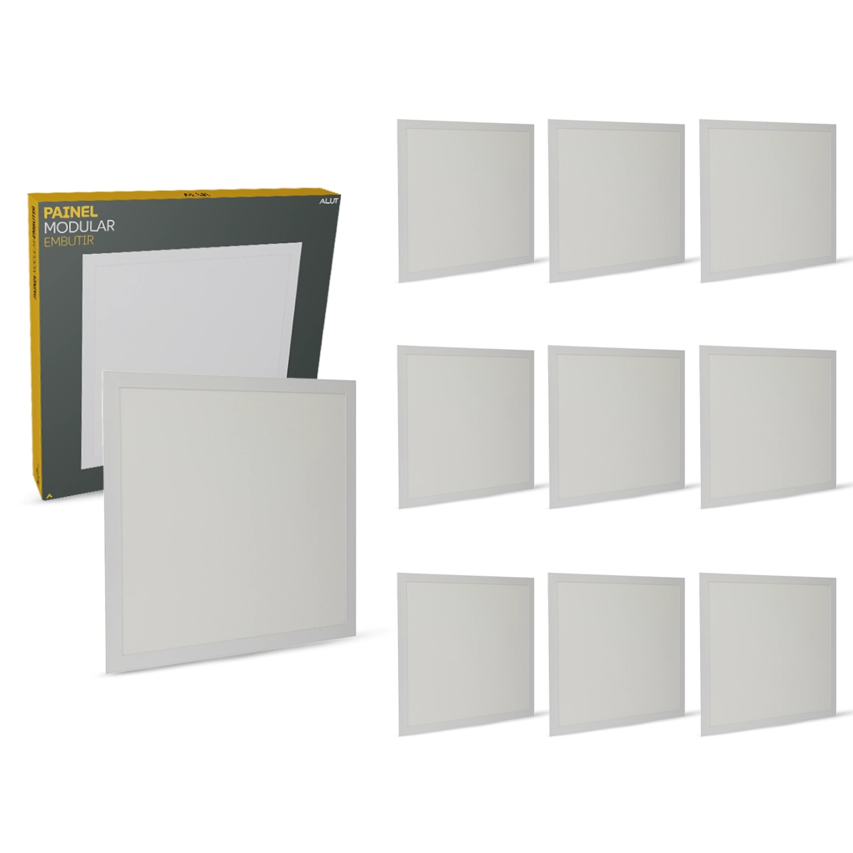 Kit 10 Painel Led Plafon 50w 6500k Bivolt Embutir 60x60 Quadrado Cod: Alut000504-10 Alut By Avant