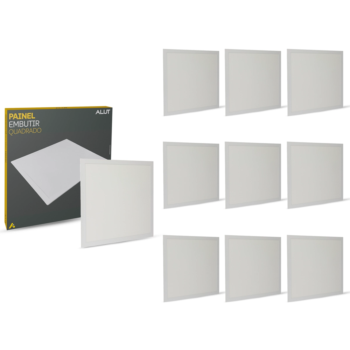 Kit 10 Painel Led Plafon Easy 18w 6500k Bivolt Embutir Quadrado Cod: Alut000501-10 Alut By Avant