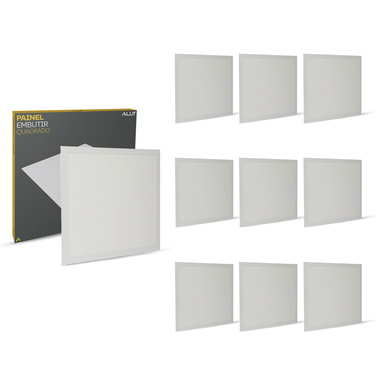 Kit 10 Painel Led Plafon 36w 6500k Bivolt Embutir 40x40 Quadrado Cod: Alut000503-10 Alut By Avant