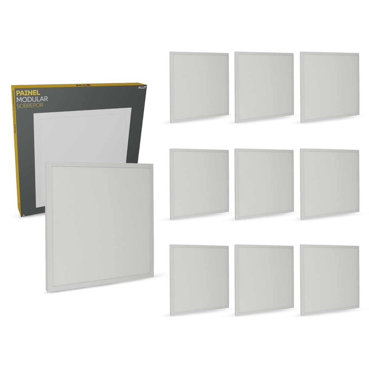 Kit 10 Painel Led Plafon 50w 6500k Sob Quadrado Alut