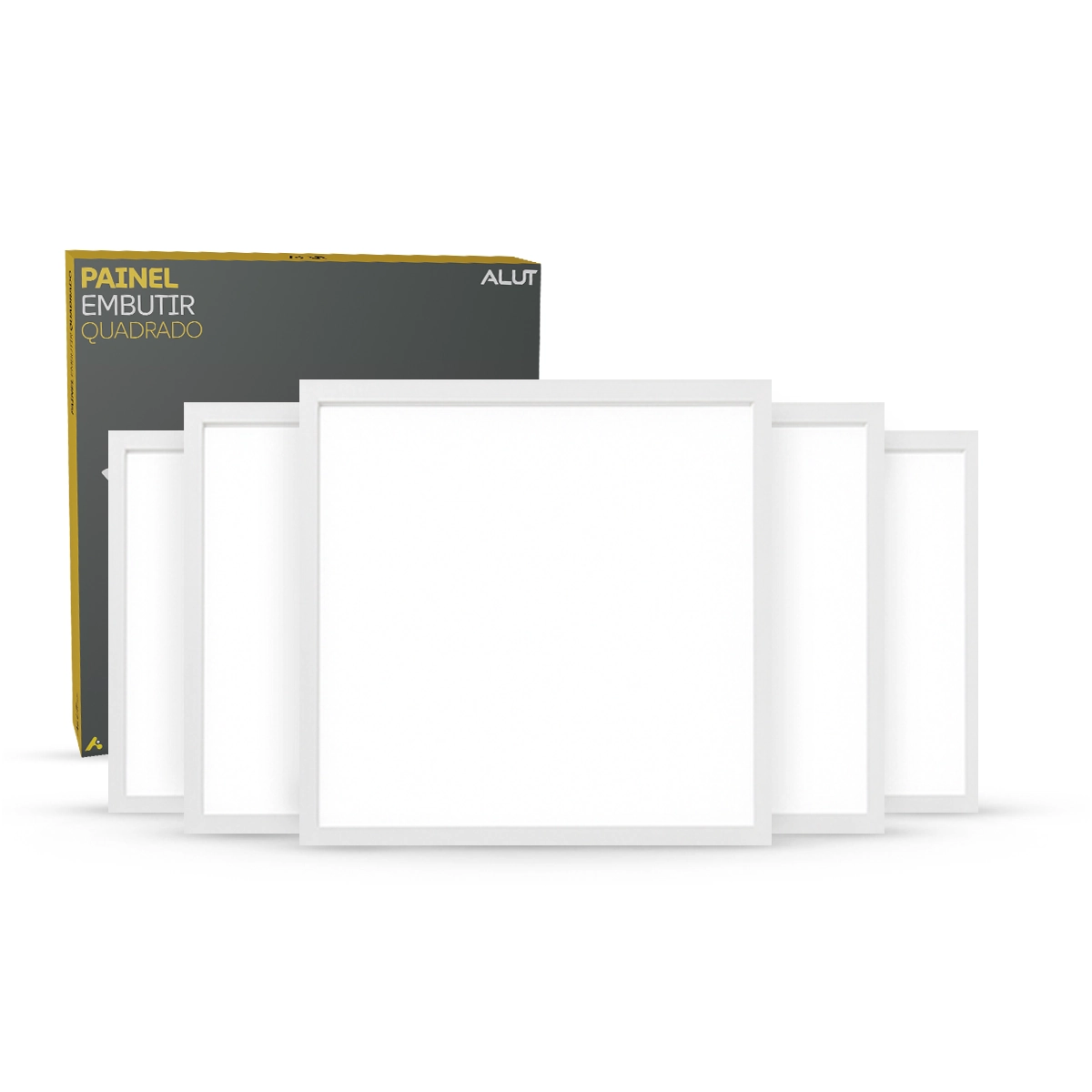 Kit 5 Painel Led Plafon 36w 6500k Branco Frio Bivolt Embutir Sobrepor Quadrado Branco Alut By Avant