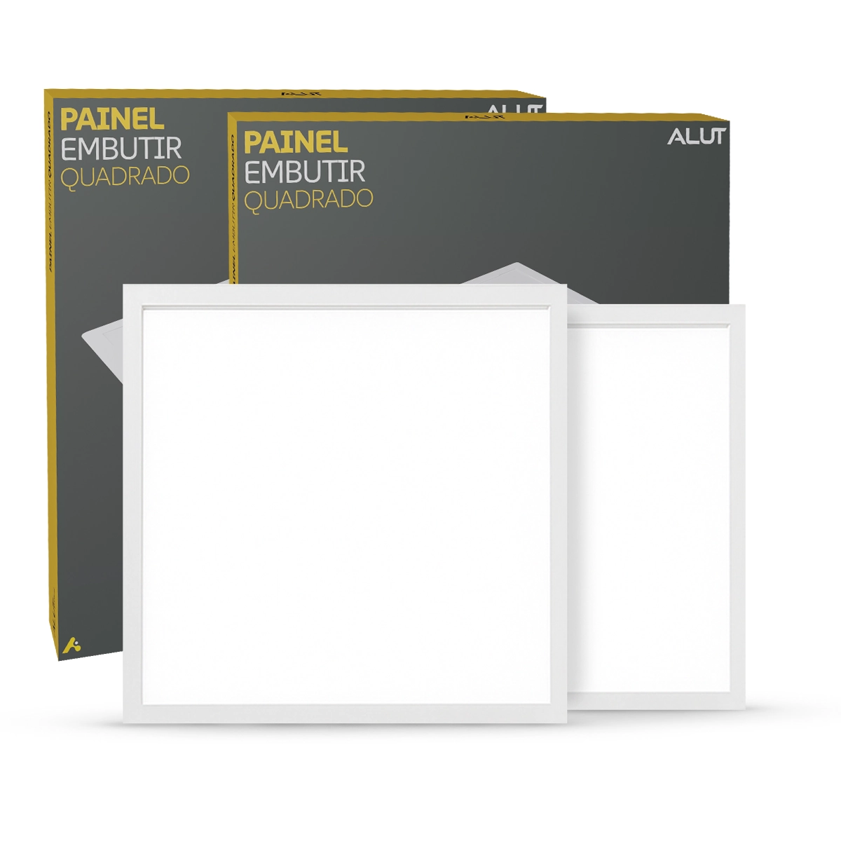 Kit 2 Painel Led Plafon Easy 50w 6500k Branco Frio Bivolt Embutir Ou Sobrepor Quadrado Branco Alut By Avant