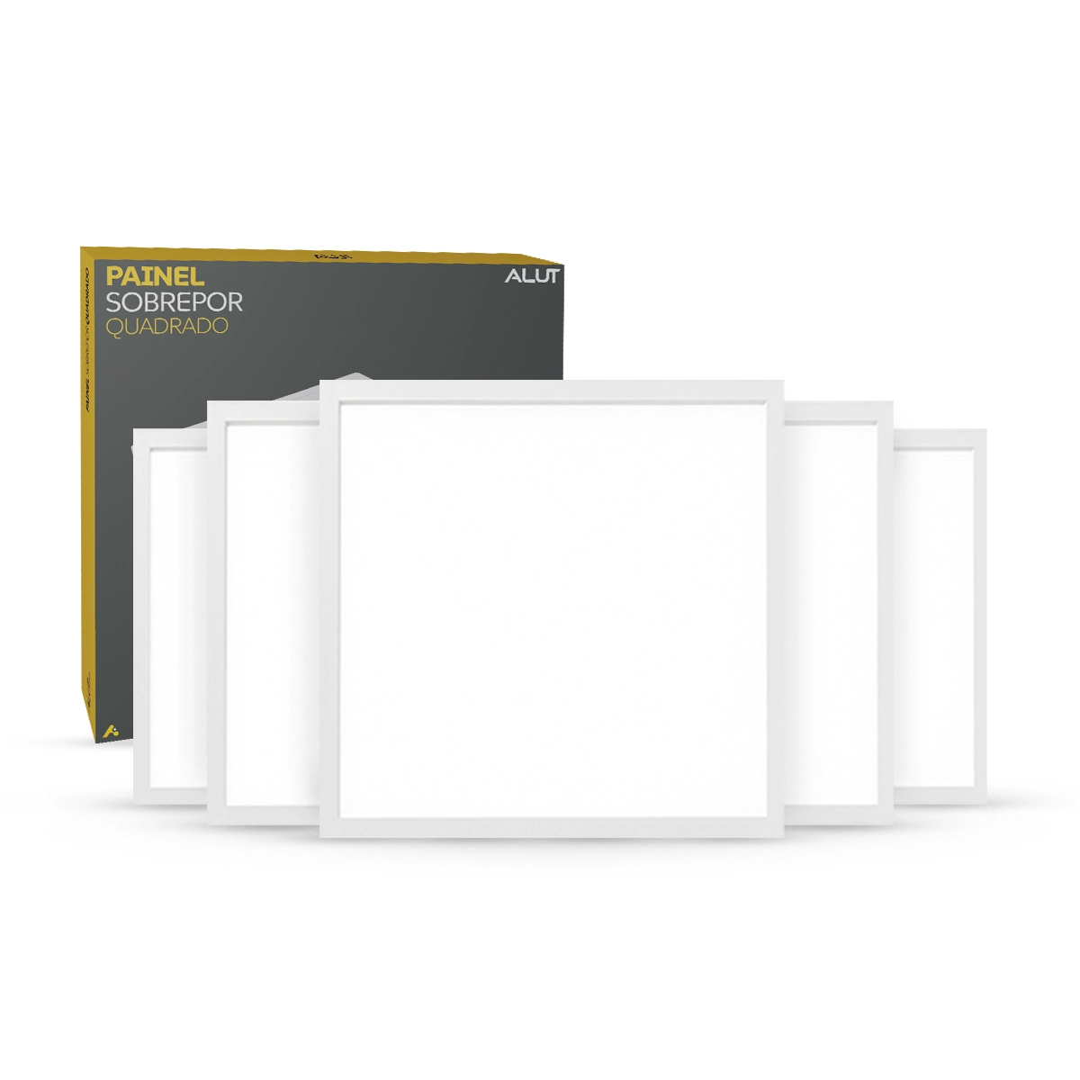 Kit 5 Painel Led Plafon 36w 6500k Branco Frio Bivolt Embutir Sobrepor Quadrado Branco Alut By Avant