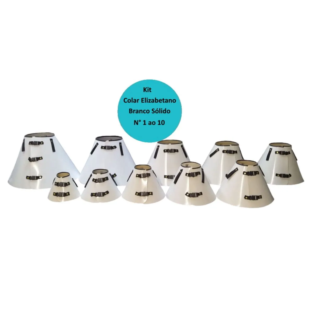 Kit Colar Elizabetano Branco Sólido N° 01 a 10 RM