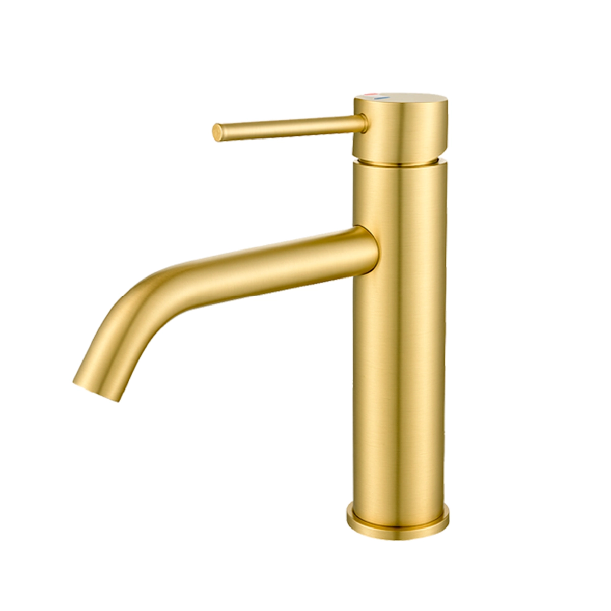 Torneira Misturador Monocomando Água Quente e Fria Bica Baixa para Banheiro - Dourado Escovado - DP6201 Drop Metais