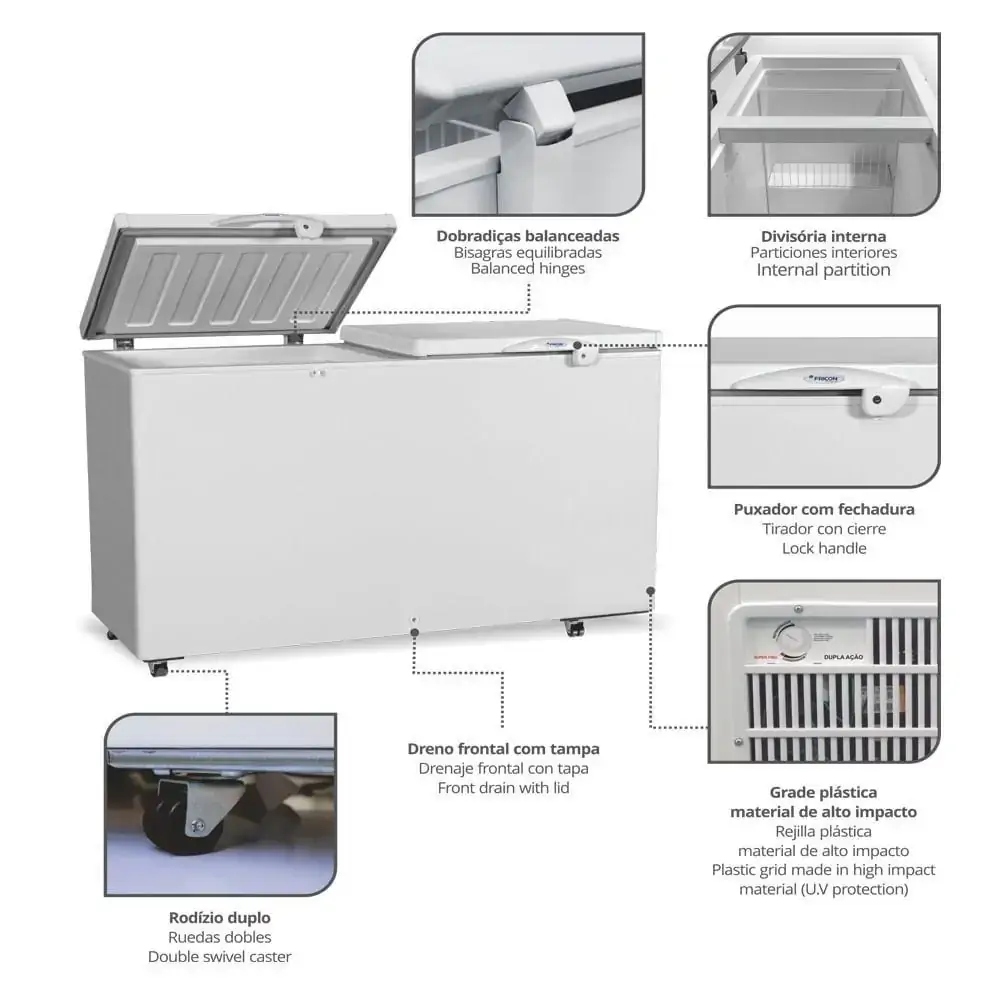 Freezer Horizontal Dupla Ação 503 Litros Fricon Branco 220V