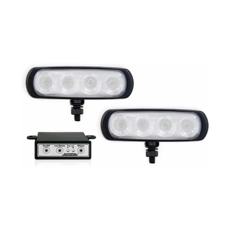 Kit Farol Auxiliar Corpo New Slim 4 Leds Preto 12/24V Âmbar - AUTOPOLI AL645